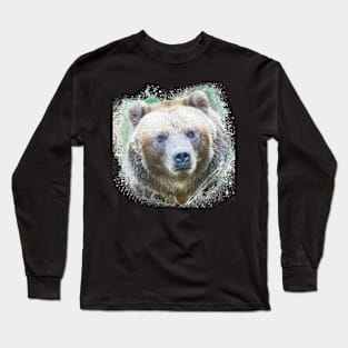 Brown Bear Grizzly Animal Wild Life Jungle Nature Free Adventure Watercolor Long Sleeve T-Shirt